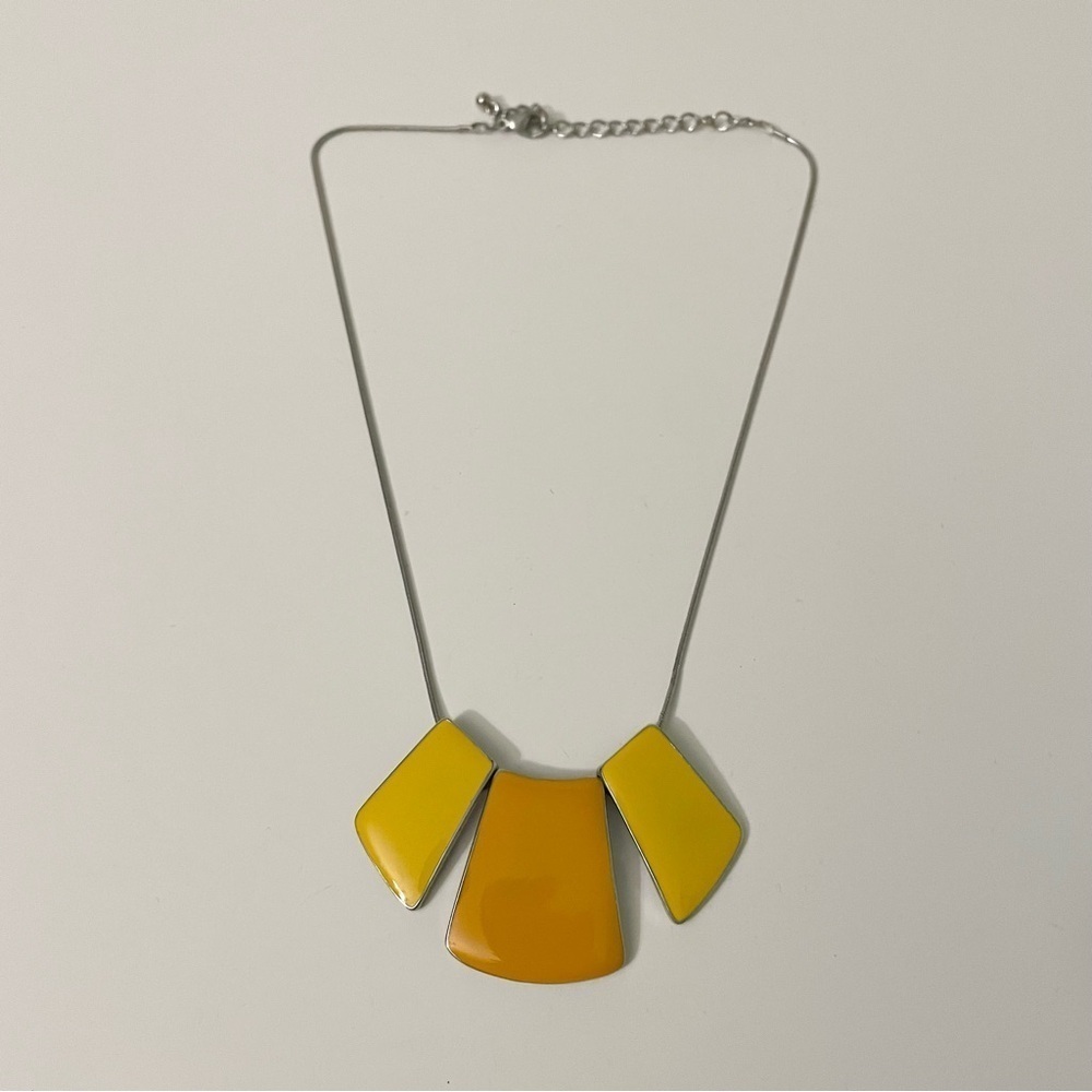 Color Block Geometric Statement Necklace - Picture 10 of 11